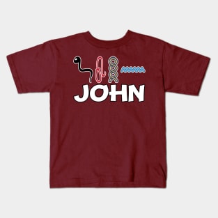 JOHN-American names in hieroglyphic letters-JOHN, name in a Pharaonic Khartouch-Hieroglyphic pharaonic names Kids T-Shirt